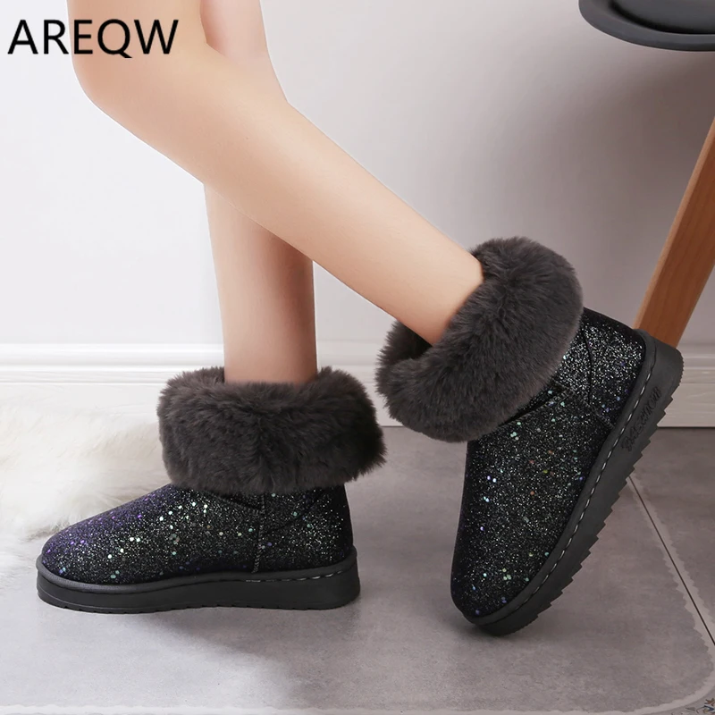 

2019 New Ladies Fashion Non-slip Low-heeled Flat Ankle Boots Women's Casual Comfort Warm Plush Women's Boots