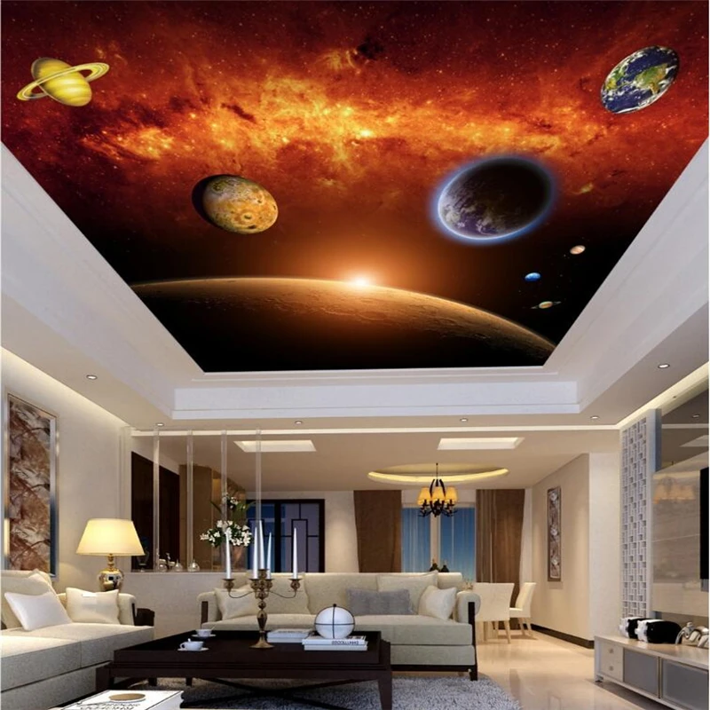 

wellyu Custom wallpaper for walls 3 d mural space planet living room bedroom hotel shopping ceiling mural papel de pared 3d обои