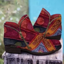 Chelsea botas curtas 2021 nova cabeça redonda com zíper de salto baixo botas femininas retro botas femininas mais tamanho 35 43 botas de mujer