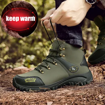 

Outdoor Hiking Shoes Man Waterproof Hiking Boots Warm High Top Mountain Climbing Camping Shoes Trekking Hunting Footwear