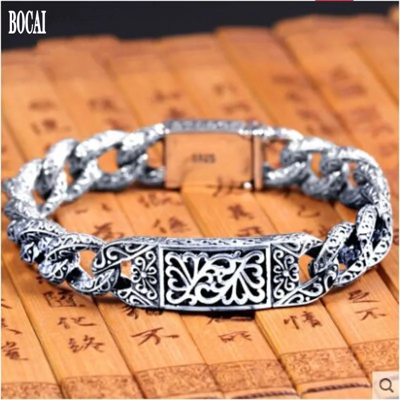 S925 Серебряный браслет для мужчин старинный счастливый ротанговый браслет на болтах властный персональный тайский серебряный браслет 925 silveMan