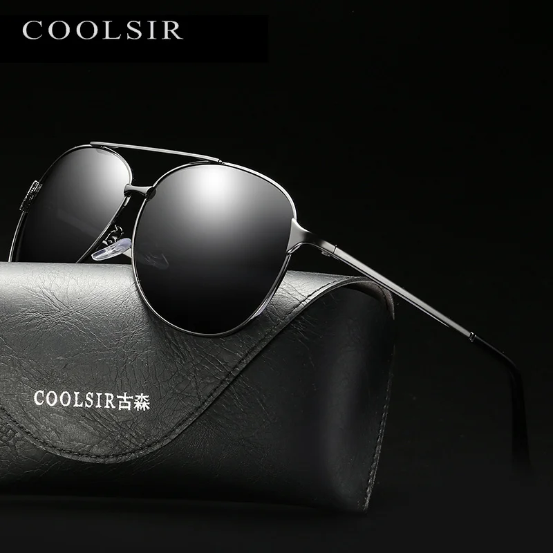 Брендовые мужские винтажные поляризационные солнцезащитные очки Coolsir 8009