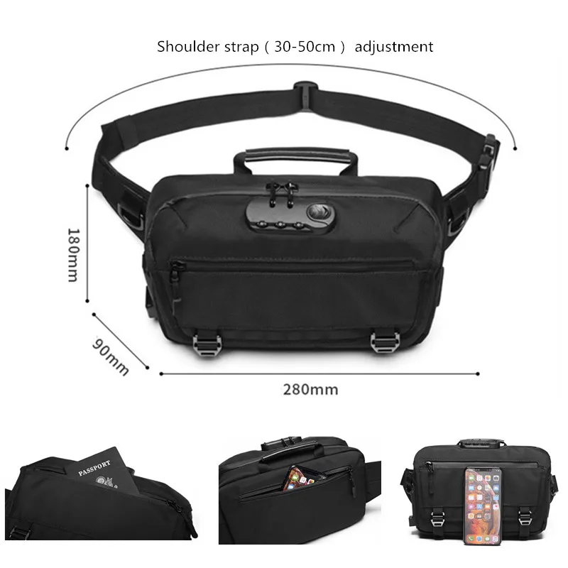 OZUKO поясная сумка, водонепроницаемая Мужская модная нагрудная сумка, мужская спортивная сумка через плечо, короткий ремень для путешествий, поясная сумка, противоугонная сумка