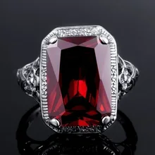 Антикварные ювелирные изделия кольцо из стерлингового серебра 925 натуральный с большим красным камнем для невесты, для свадьбы, помолвки модные роскошные женские вечерние ювелирные изделия