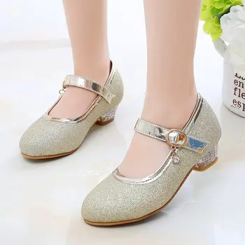 

Princess Kids Leather Shoes for Girls Casual Glitter Children low Heel 2020 new design Girls party dance Shoes STM017