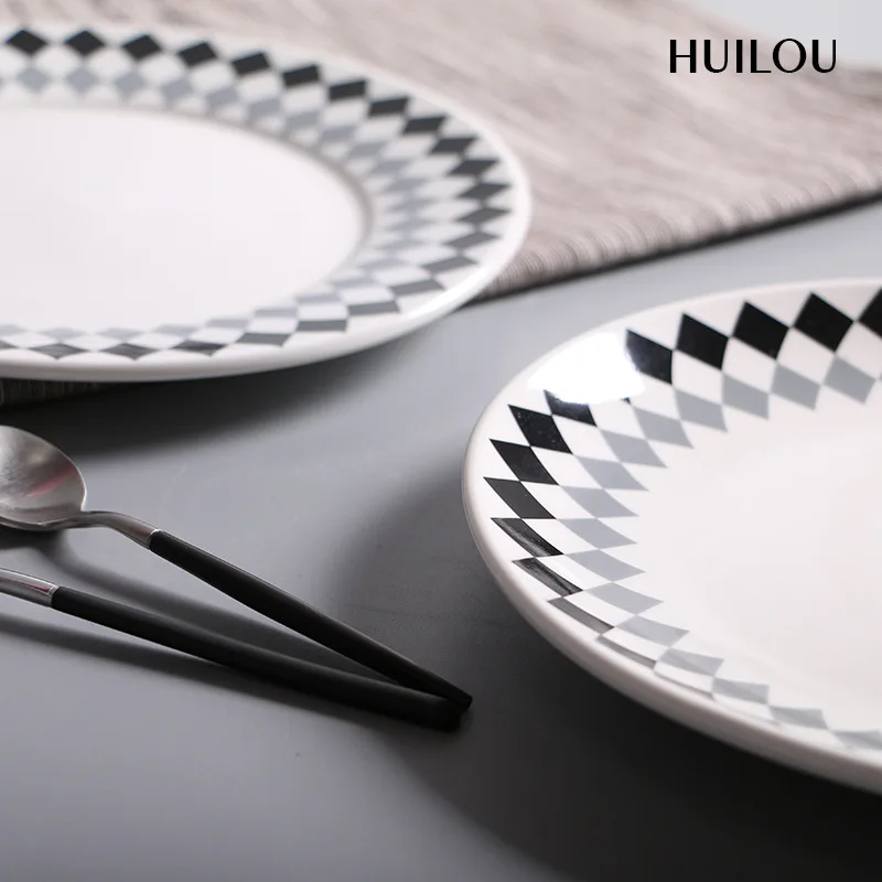 Северной Европе-Стиль Творческий стейк пластины простой бытовой блюдо тарелки гироборд с колесами 8 дюймов круглых пластин поднос для завтрака