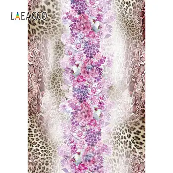 

Laeacco Flowers Leopard Watercolor Baby Newborn Pattern Photography Background Photographic Backdrop Photocall Photo Studio