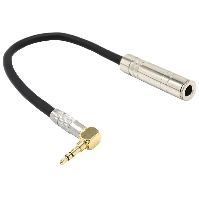 

6.35 Female Mono To 3.5 Male Plug Jack Stereo Hifi Mic Audio Extension Cable Short 90 Degree Angled Audio Line Cable