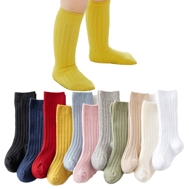 Ofertas Especiales Calcetines de primavera para niños y niñas, calcetines largos hasta la rodilla acanalados de Color sólido, Bootes, calentadores de piernas 33mj6AMmeWM