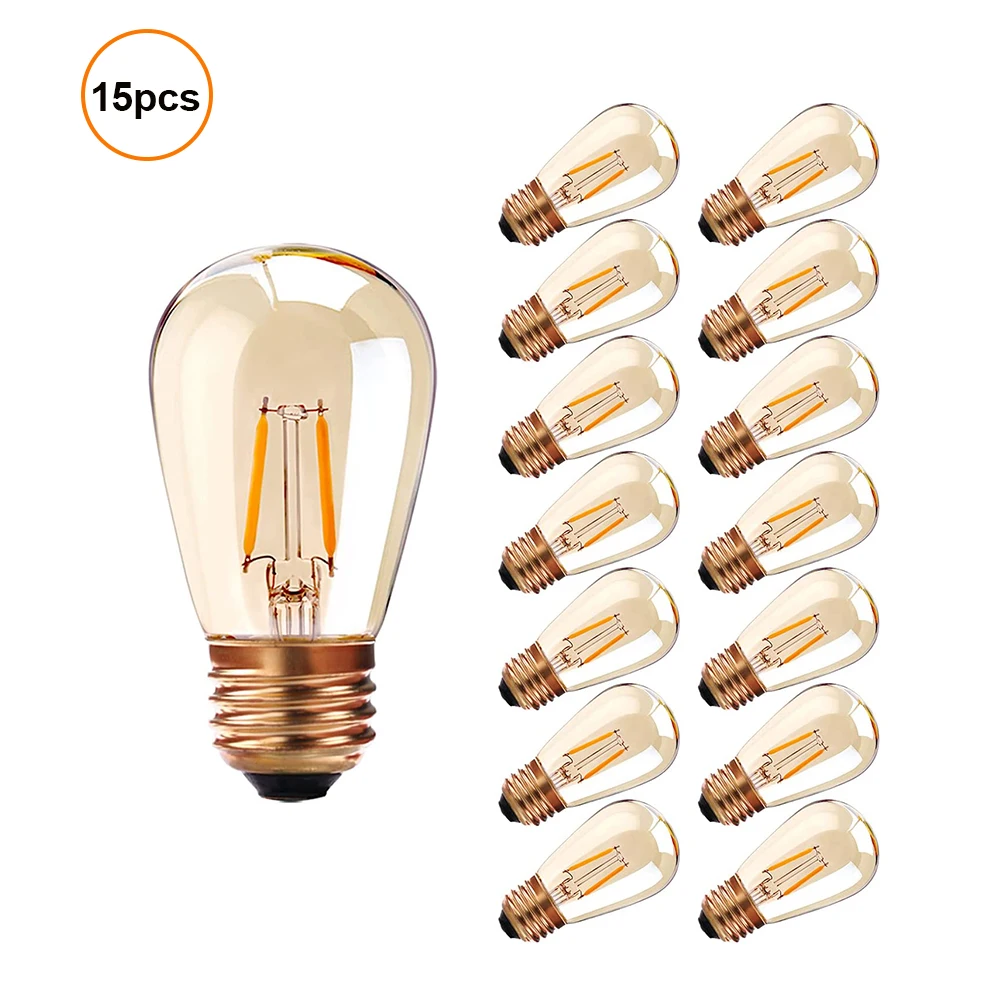 Ampoule Led Vintage à Filament E27 1W S14 en verre ambré ST45, variable