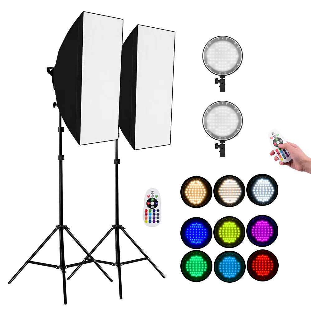 Комплект для студийной фотосъемки 2 4G RGB светодиодный видео свет 45 Вт с