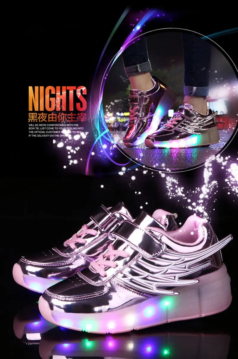 Детская обувь с светодиодный светильник s детские кроссовки для роликовых коньков с колесами светящийся светодиодный светильник для мальчиков и девочек Zapatillas Con Ruedas