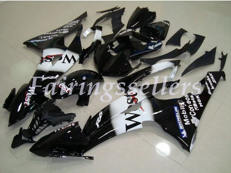 АБС пластик Обтекатели Fit для Yamaha Обтекатели YZFR6 2008 2009 2010 2011 2012 обтекатель YZF R6 белого и голубого цвета