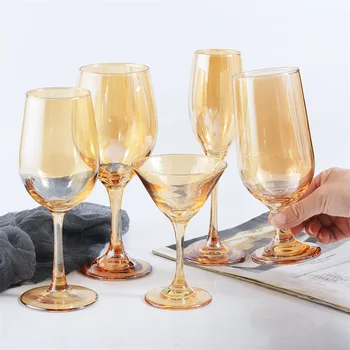 

Crafted Plating Wine Glass Goblet Beer Champagne Glasses Drinking Juice Vodka Wine Glass Cups for Home Party Bar Restaurant