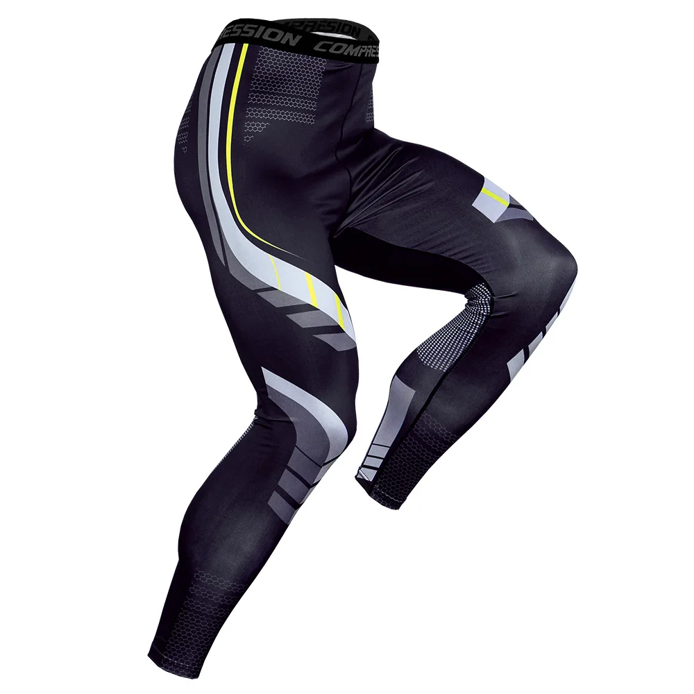Мужские Компрессионные Леггинсы фитнес спортивные брюки быстросохнущие обтягивающие брюки Бодибилдинг тренировочные утягивающие брюки для бега мужские - Цвет: Зеленый