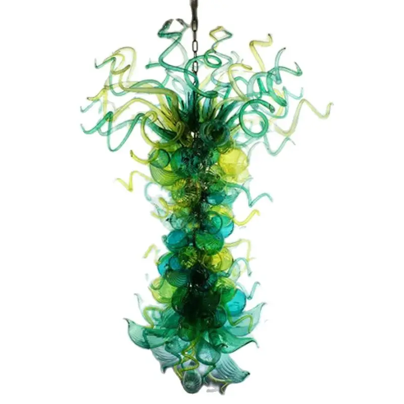 

Christmas Lamp Luxury Green Pendant Lighting Modern Light Fixtures Hall Lobby Indoor Hand Blown Glass Chandelier for House Decor