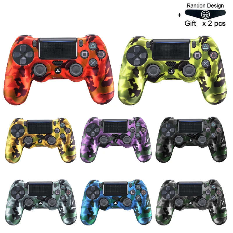 Мягкий гибкий силиконовый чехол, защитный чехол для Playstation 4 PS4 Pro Slim, светодиодный светильник, наклейка, 2 шт., ручка+ светодиодный чехол