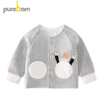 

pureborn Toddler Baby Girl Winter Coat Cartoon Snowman Fleece Lined Stripes Spring Autumn Baby Jacket Kids Children Outfit