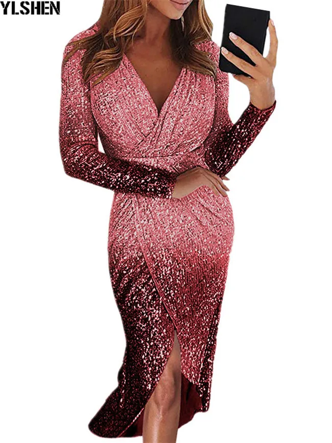 African dresses for women New hot selling popular Colorful bronzing Women party long dress v-neck younger girl long dress 07