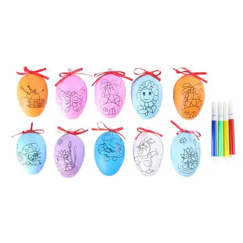 

10pcs Kindergarten Painting Egg Children Educational DIY Handmade Toys Colorful Egg Ornament Kid DIY Hand-Painted Colored Eggs