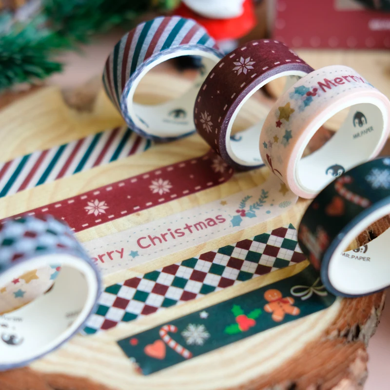 2 Rolls Christmas Washi Tapes 15mm Wide Masking Tape Xmas Gift Stickers For Scrapbooking Diy Crafts | Канцтовары для офиса и