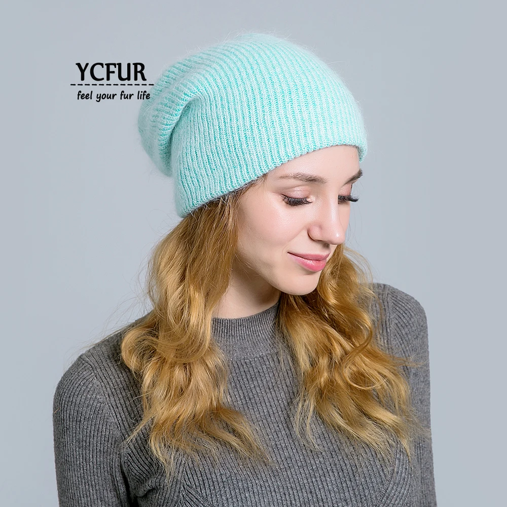 

YCFUR Warm Winter Beanies Hats for Women Soft Wool Double Layer Casual Female Cap Hat Ladies Solid Color