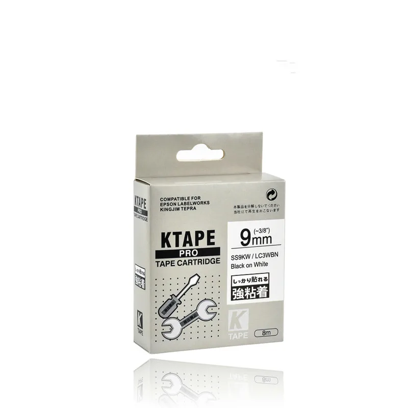 9mm 검정색 흰색 ss9kw 호환 epson kingjim 라벨 프린터 LC-3WBN 라미네이트 라벨 테이프 리본 lc3wbn for LW-300 400