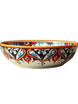 

Bohemian Style Ceramic Deep Dish Underglaze Color Rice Dish Dinner Plate Tableware WY415