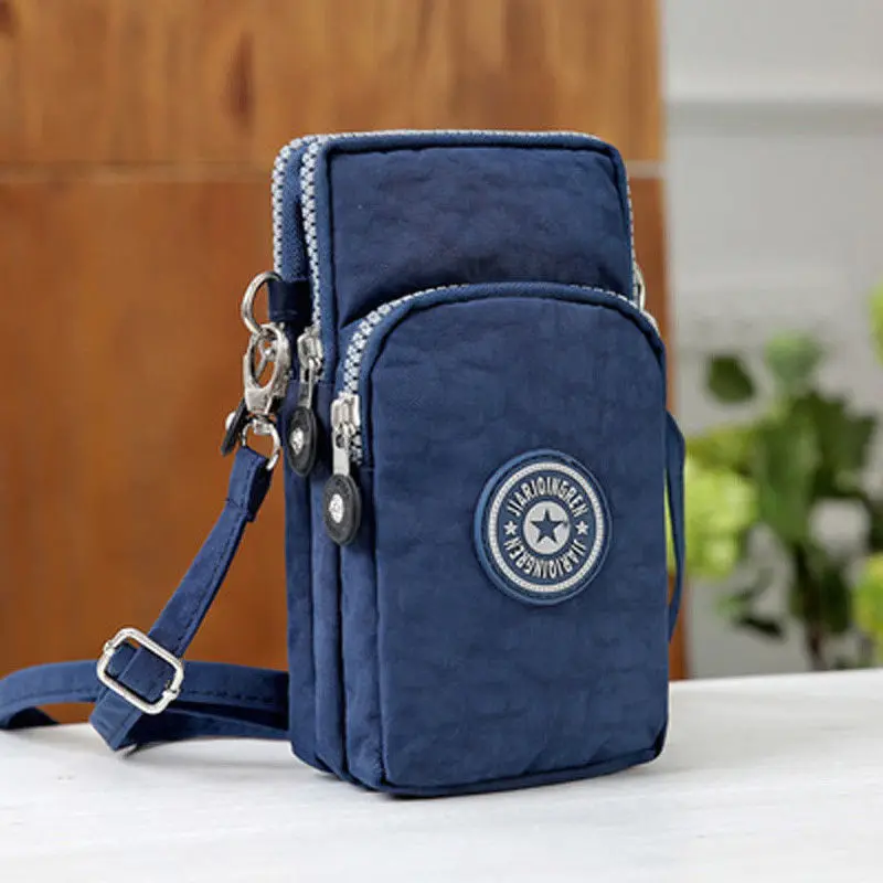 Стильная и удобная дамская сумка, наплечная сумка для мобильного телефона, защитная сумка на ремне, сумочка, кошелек - Цвет: Синий