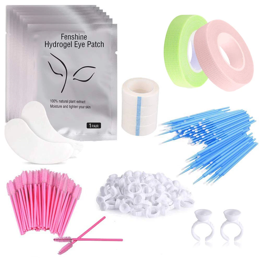 

1Set Eye Gel Patches Mascara Wands Applicator Eye Lash Brushes Eyelash Extension Rings makeup Glue Rings Holder Makeup Tool