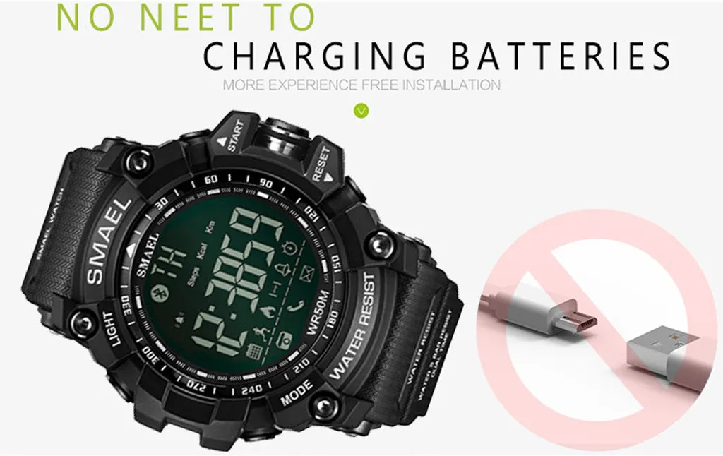 SMAEL Мужские часы Модные Смарт Bluetooth цифровые спортивные водонепроницаемые часы спортивные часы Relogio Спорт Masculino