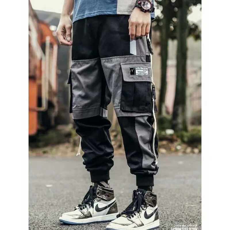 New Streetwear Men's Multi Pockets Cargo Harem Pants Hip Hop Casual Male Track Pants Joggers Trousers Fashion Harajuku Men Pants aladdin trousers Harem Pants