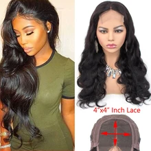 4X4 кружева закрытие парик человеческих волос парики объемная волна бразильского коричневый парики для чернокожих Для женщин натуральные Цвет Remy парик Mslove