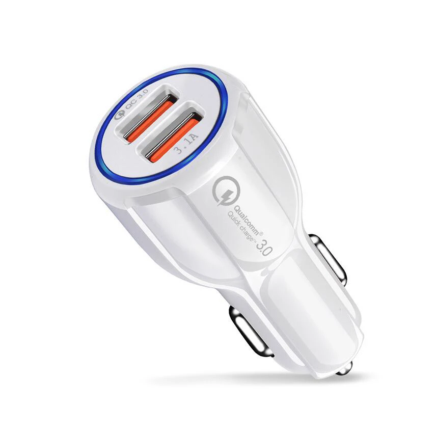 

Car Charger Quick Charge 3.0 QC 3.0 Fast Charging Adapter Dual USB Car-Charger For iphone Micro USB Type C Cable Phone Chargers