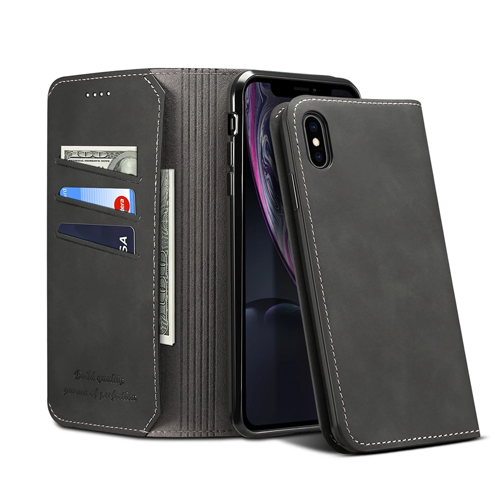 Мягкий кожаный чехол для iPhone X XR XS Max 8 7 телефона ультра тонкий держатель карт