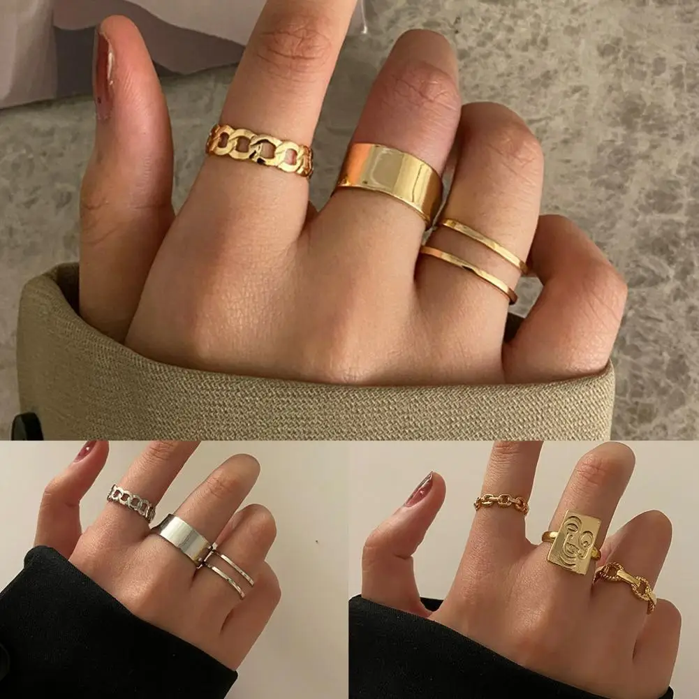 Exquisite Alloy 3pcs Women Ring Rings Stackable For Party Wear