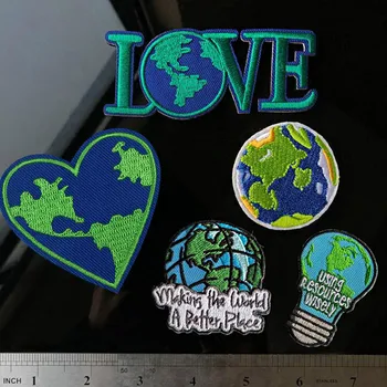 

Love Earth Day Save The Earth Environmentalist Protect Earth Environment Theme Patch Diy Embroidery Iron Badge for Bag Clothes