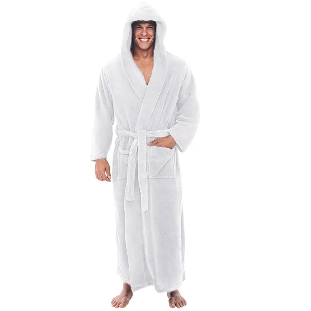 Men Bathrobe Robes Sleepwear Winter Plush Lengthened Shawl Home Clothes Long Sleeved Robe Coat Ochtendjas Heren#2N06