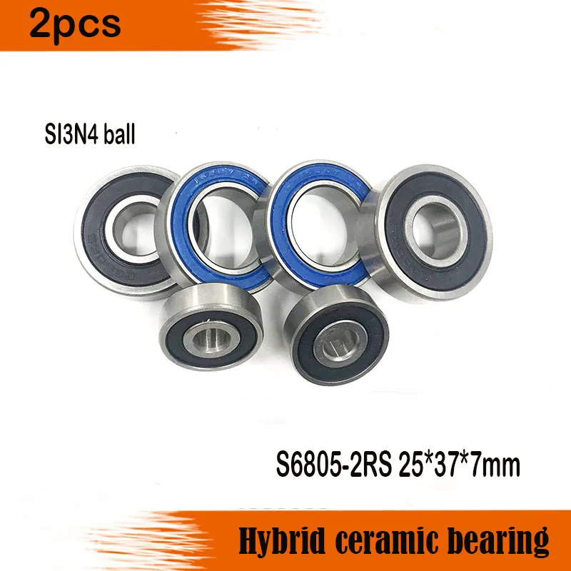 

2pcs S6805-2RS 25x37x7mm stainless steel and SI3N4 hybird ball bearing S6805 6805 61805 bike bottom bracket repair parts bearing