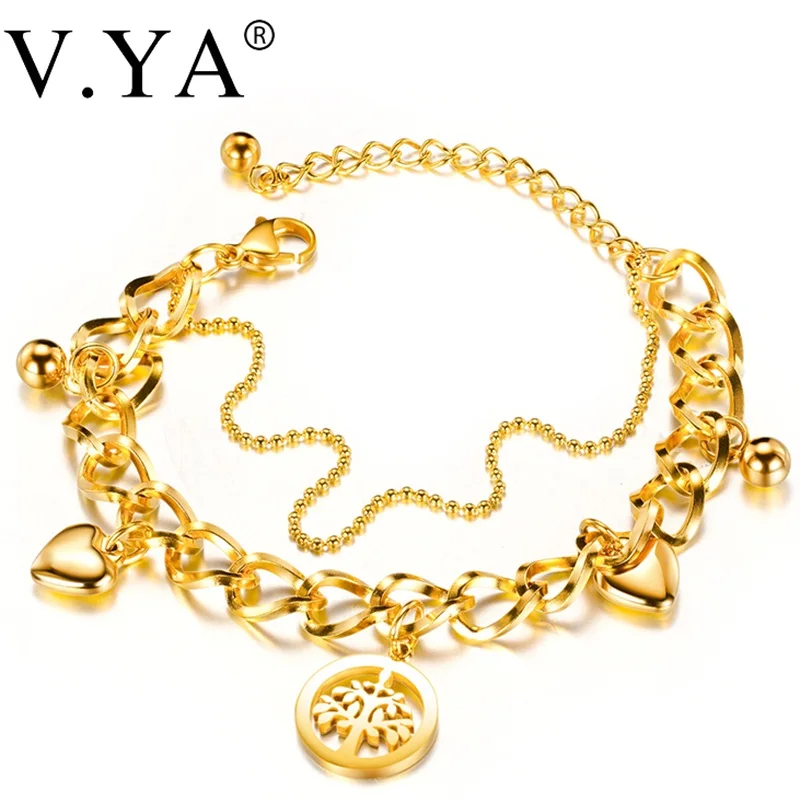 V.ya Women's Adjustable Bracelets Stylish Stainless Steel Popular