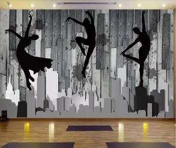 

CJSIR Custom Wallpaper Mural Nostalgic Wood Dance Studio Ballet Yoga Studio Tooling Wall Papers Home Decor Papel De Parede
