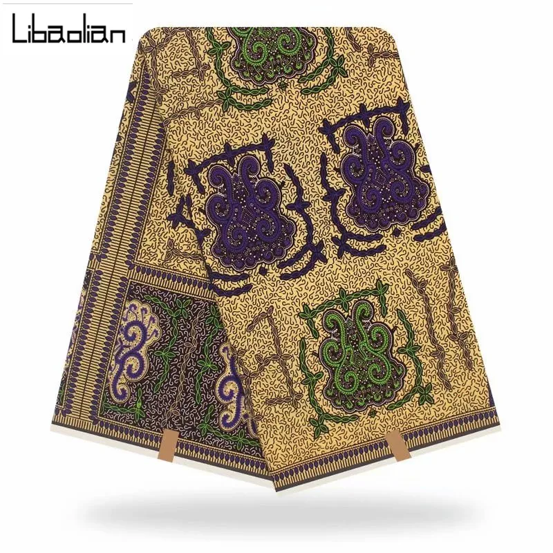 Нигерийская Анкара африканская настоящая голландская восковая печатная ткань хлопок дешевая мягкая восковая Ткань 6 ярдов для платья F912-10