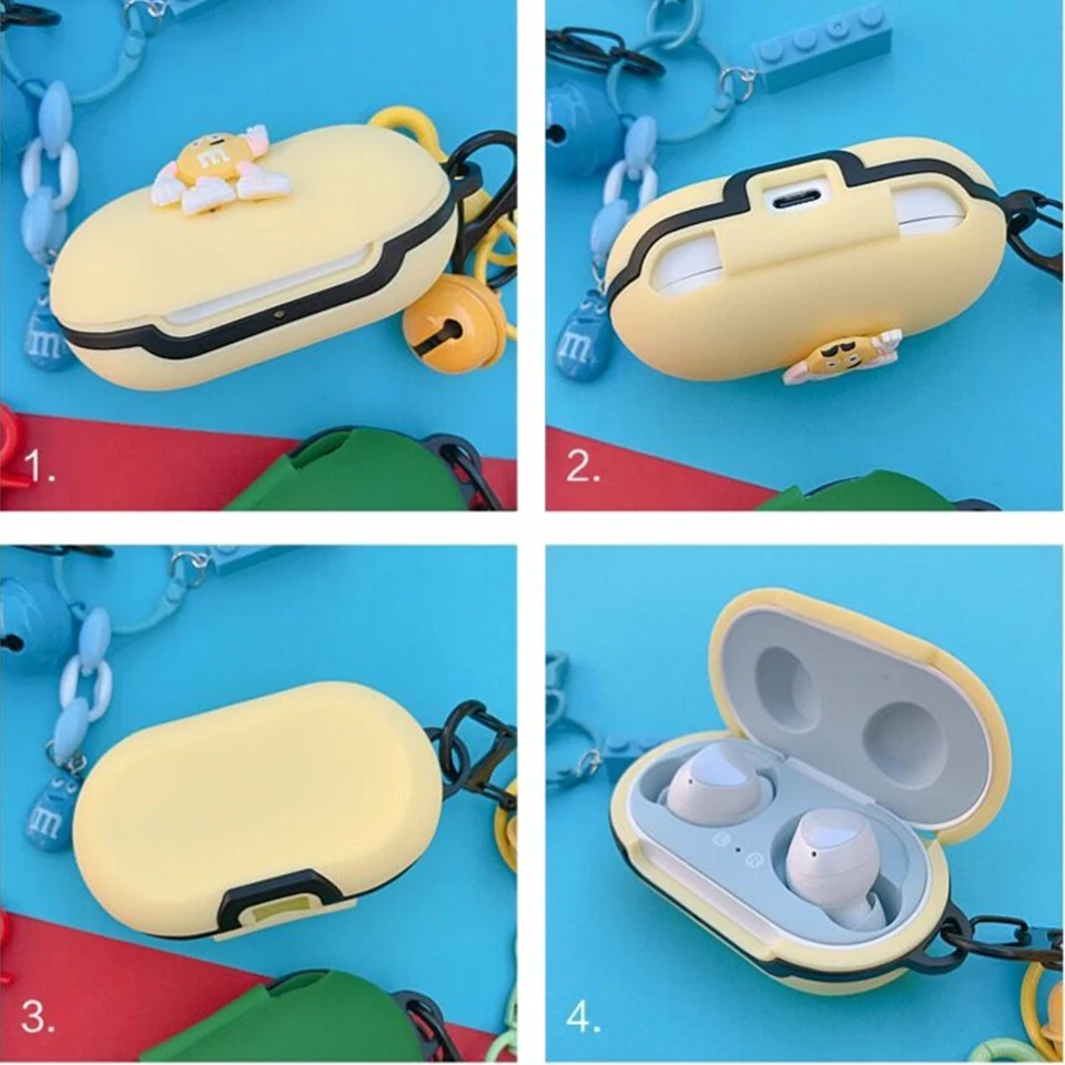 Cute Silicone Cover for Samsung Galaxy Buds Case Charging Box Sleeve Protect Case Bluetooth Earphone Skin Keyring Pendant