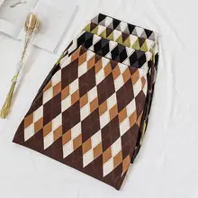 Женская осенне-зимняя юбка-карандаш, толстый теплый вязаный свитер в сетку, юбка