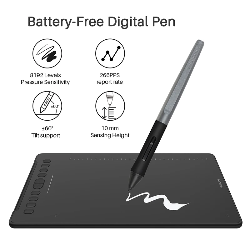 Goedkoop Huion H1161 Digitale Tablet Grafische Tekening Tablet Batterij Gratis Pen Stylus Met Tilt Functie Ondersteuning Android Win En Mac apparaat