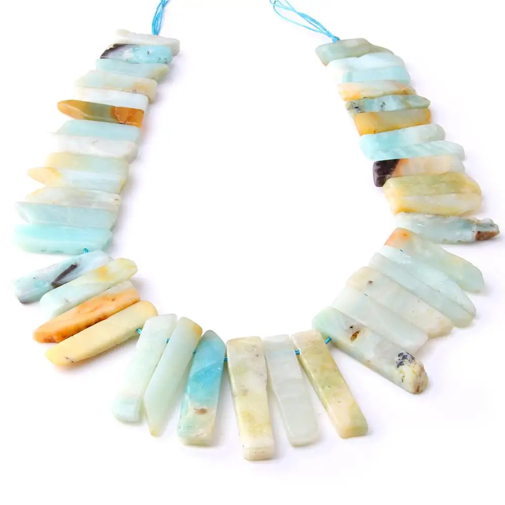 

Natural Amazonite Crystals Quartz Points Beads Top Drilled Slice Beads Pendant For DIY Crown Jewelry Making 5-8mm*20-48mm