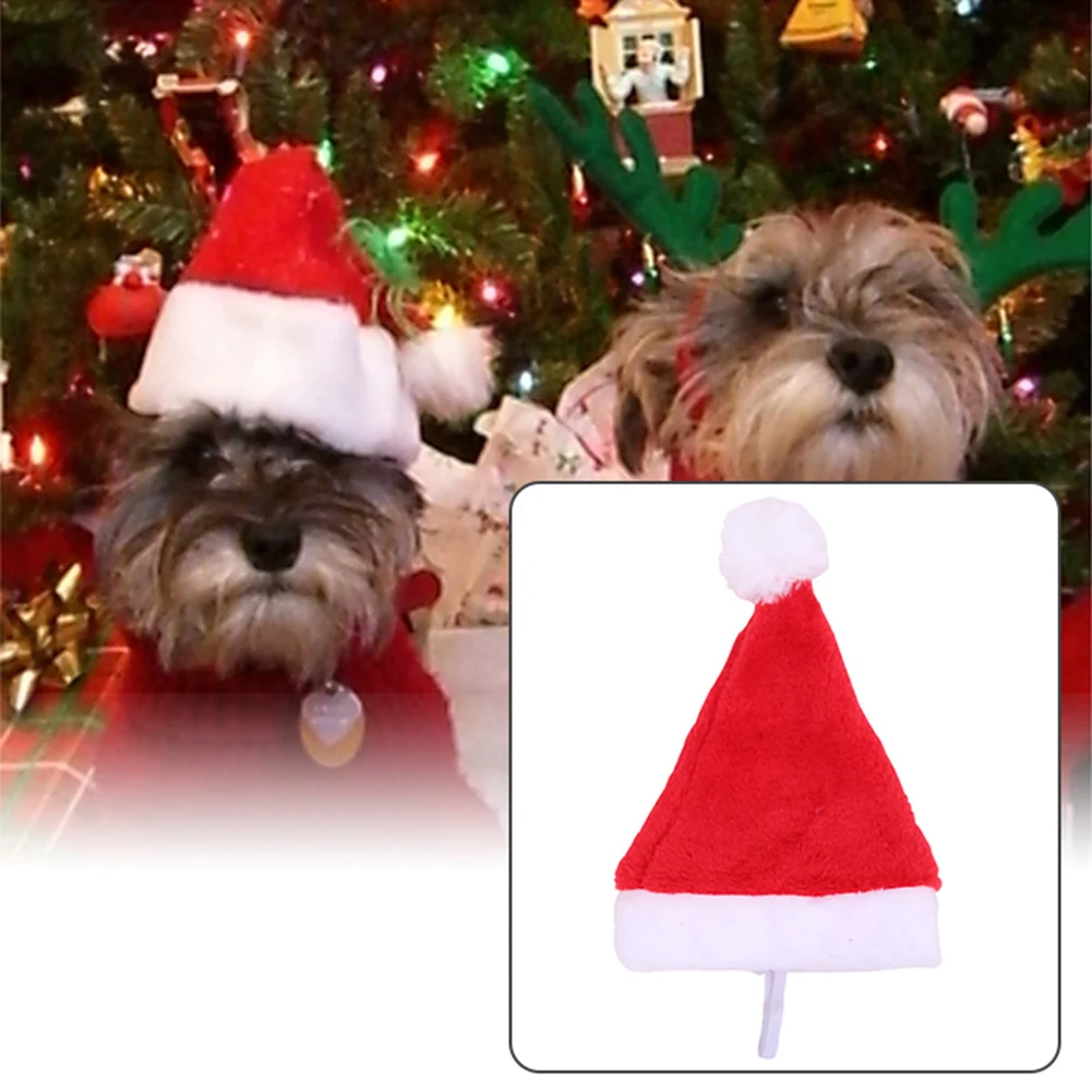 Christmas Holiday Costume Plush Pet Dog Santa Hat Party Supplies Decor Xmas Gift