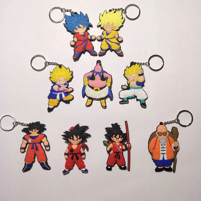 Мультфильм брелок с надписью Dragon Ball Sun Wukong Kobayashi брелок Супер Saiyan Kimetsu No Yaiba подарок кулон ПВХ мягкий клей брелок