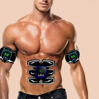 

Abdomen Slimming Muscle Trainer Set USB Charging Body Exercise Lazy Fitness Intelligent Stimulator PU Leather Trainning Belt