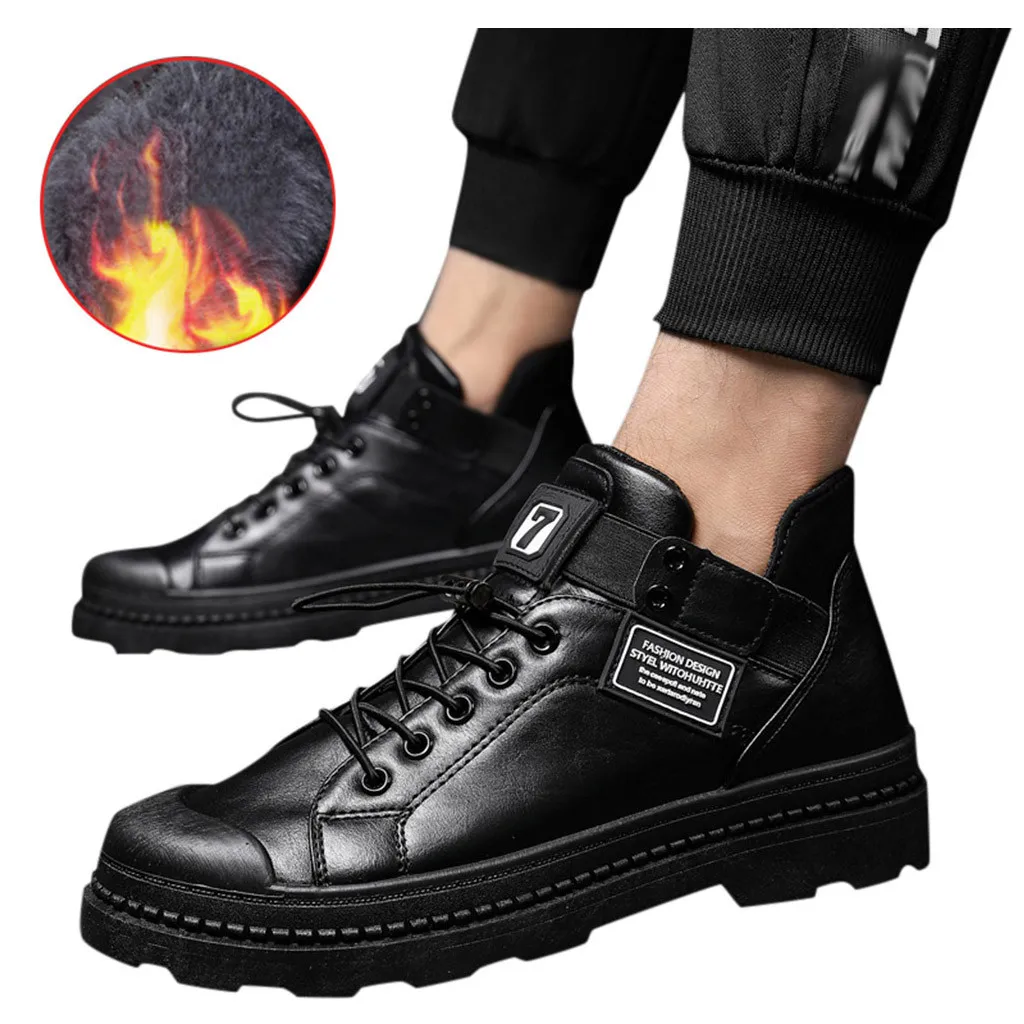 Men's Retro High-top Casual Boots Wild Thick-soled Plus Velvet Tooling Shoes Men Shoes Boots Men zapatos de hombre